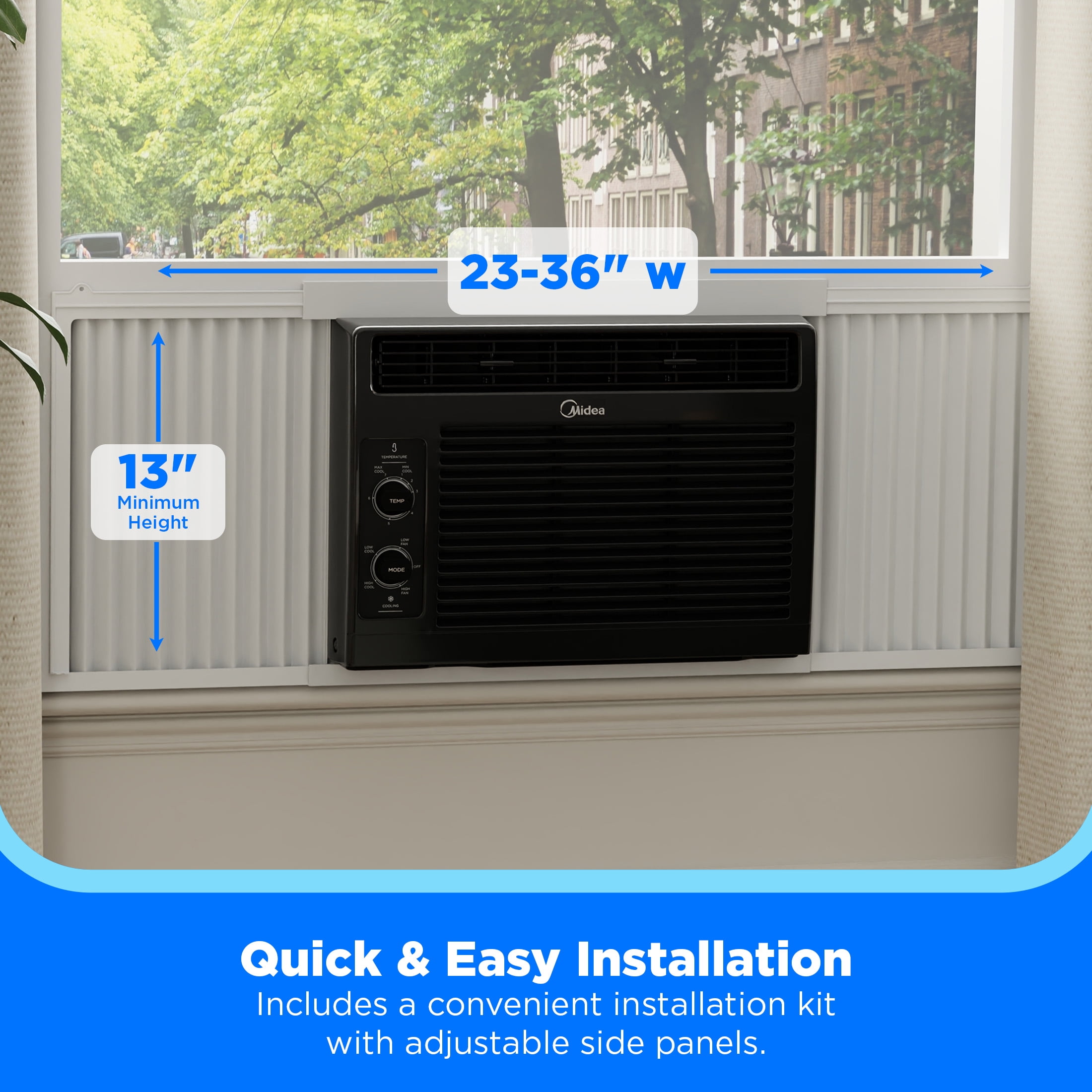 Midea 5,000 BTU Mechanical Window Air Conditioner, Covers Up to 150 Sq. Ft., Easy Installation, Black, Model MAW05M1WBL