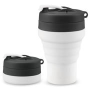 Collapsible Protein Shaker & Water Bottle by Tilcore - Food-Grade, Leakproof Lid 600mL/20oz Shaker Cup - Reusable Silicone Shaker Cups for Protein Shakes with Mixing Ball for Gym-goers & Travelers