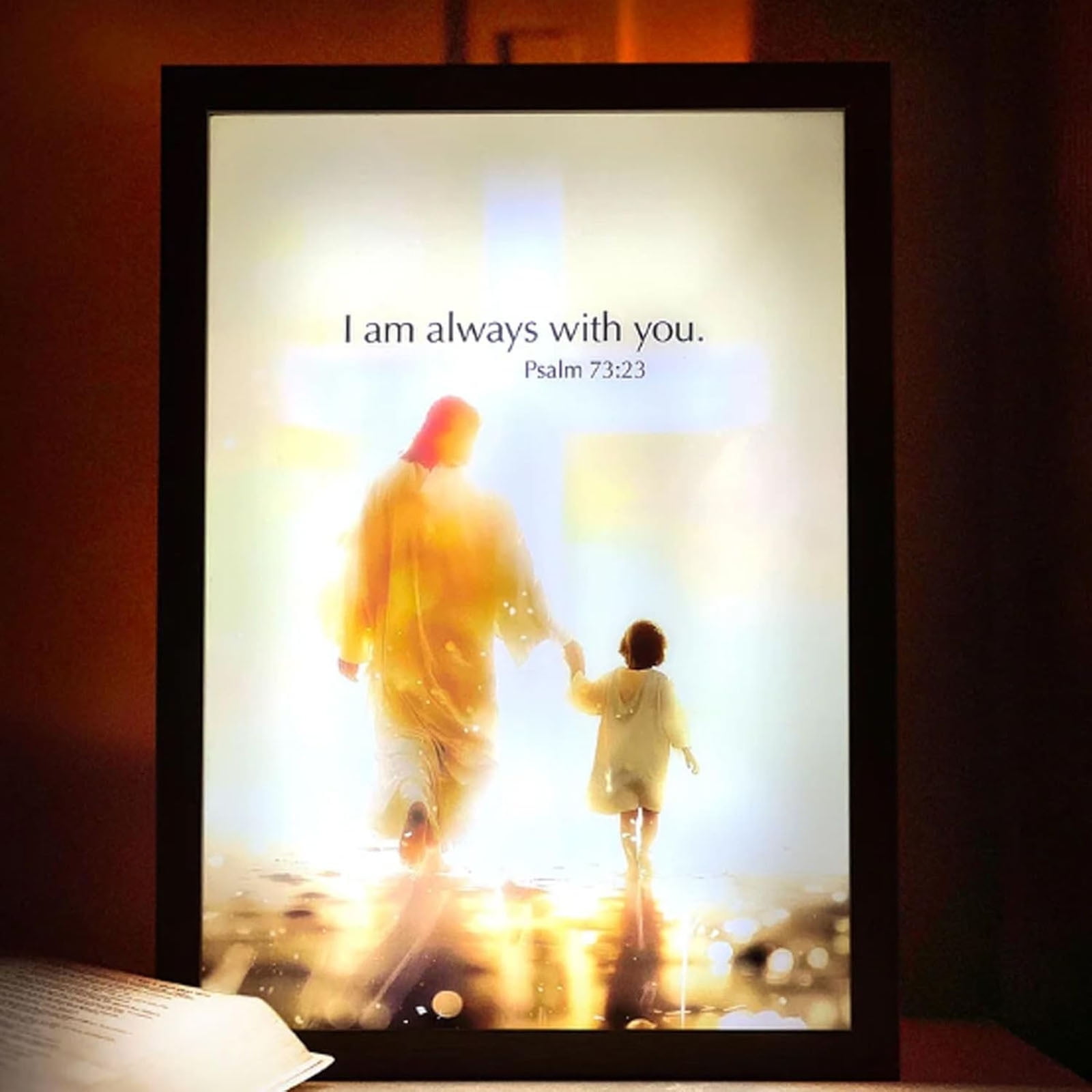 WXLCISI 4D LED Religious Night Light - Illuminated Painting with Inspirational Message for Bedroom Decor