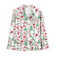 thumbnail image 4 of Puntoco Conjunto de pijama cómodo para mujer, conjunto de pijama con camisa de cuello en V y manga larga con estampado navideño para otoño e invierno para mujer, 4 of 5