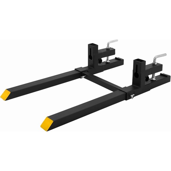 Garvee 60 Inch Pallet Forks, 4000 Lbs Clamp on Pallet Forks, Heavy Duty Tractor Forks with Adjustable Stabilizer Bar, Tractor Bucket Forks for Tractor Attachments, Skid Steer, Loader Bucket