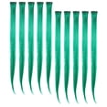 thumbnail image 4 of 10 piezas Extensiones de cabello de color verde Postizo para mujer Extensiones de cabello decorativas Extensiones de cabello para niña con pinzas para el cabello (recto), 4 of 5