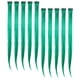 thumbnail image 4 of 10 piezas Extensiones de cabello de color verde Postizo para mujer Extensiones de cabello decorativas Extensiones de cabello para niña con pinzas para el cabello (recto), 4 of 5