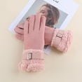 thumbnail image 5 of Aueoeo Winter Gloves For Women Touched Screen Gloves Fashion Warm Fleece Lined Gloves With Straps Thermal Full Finger Bike Gloves Pink, 5 of 7