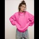 thumbnail image 5 of Sudadera de Gran Tamaño para Mujer, Estilo Informal, Cuello Redondo, Larga, Cómoda. Rosa Roja XL, 5 of 10