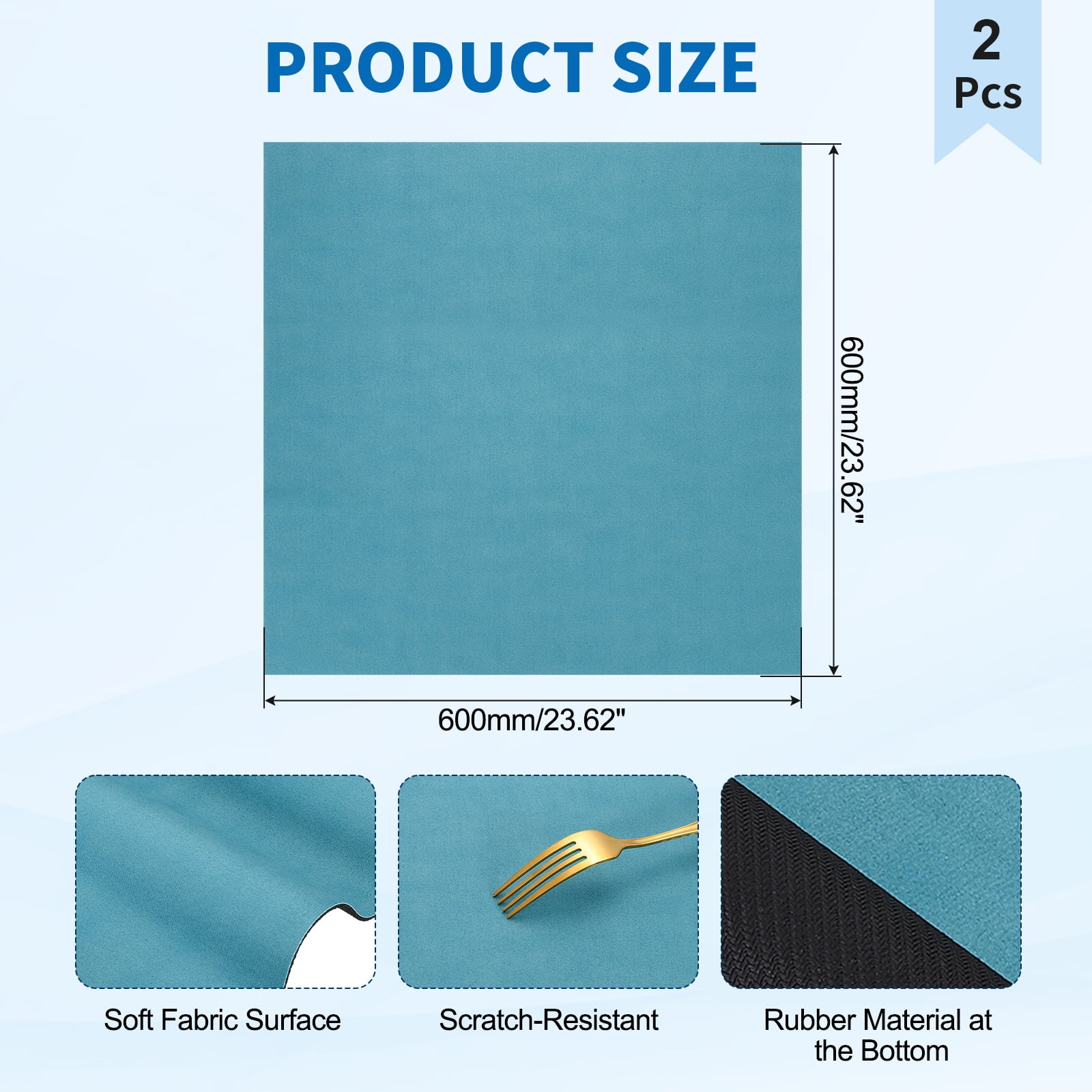 Washer and Dryer Top Protector Mat 24" x 24", 2Pack - Non-Slip, Quick Drying Rubber Washing Machine Top Cover Pad for Home Kitchen Laundry Room, Blue