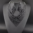 thumbnail image 3 of Trayknick 2Pcs/Set Women Triangular Scarf Sequins Charm Statement Bib Necklace Earrings Black, 3 of 13