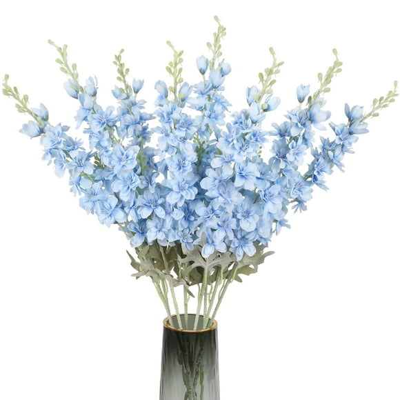 Flores artificiales ICBOX Delphinium Blue Larkspur 85 cm 8 unidades