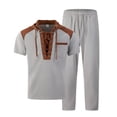 thumbnail image 4 of Kakii Men's Two-piece Sportswear Short Sleeve Shirt and Jogging Pants Solid Color Tracksuit Casual Set, 4 of 5