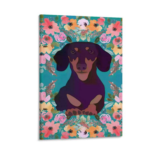 Dachshund Cuadro decorativo colgante - Arte de pared - Póster enmarcado - Decoración de pared - Regalos para familia, amigos y aficionados 20*30 cm
