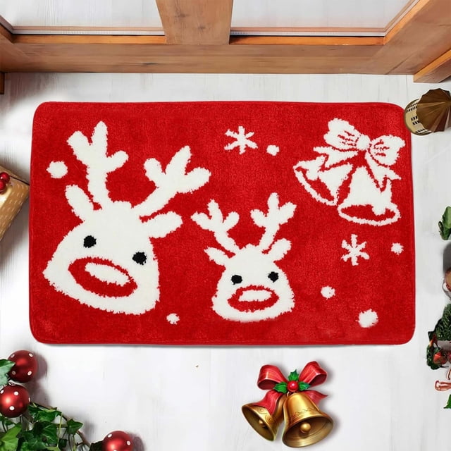 Alfombra de baño con decoración navideña, alfombras de baño navideñas, microfibra extra suave y absorbente, lindas alfombras de baño decorativas navideñas, antideslizantes, lavables a máquina,