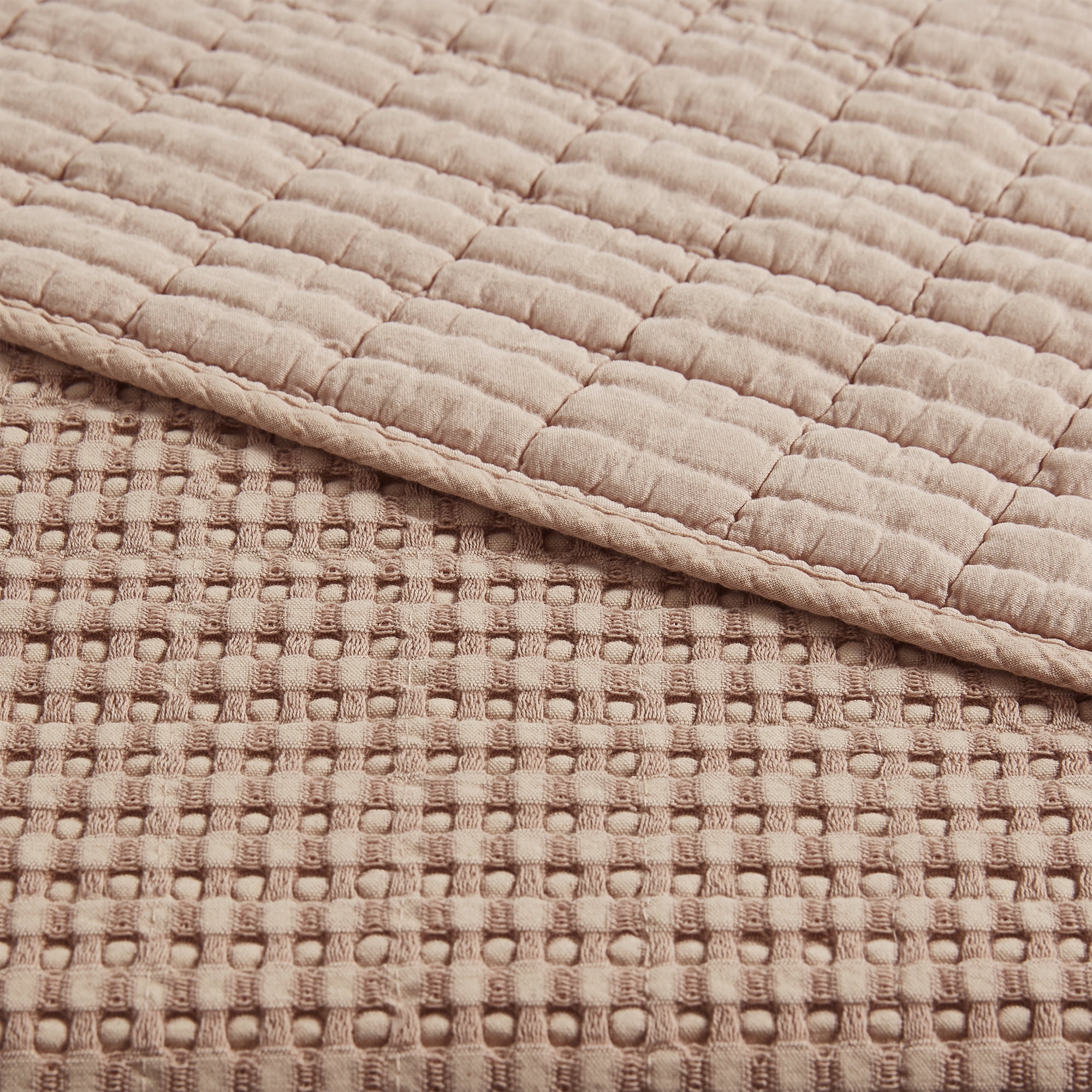 Levtex Home - Mills Waffle - King/Cal King Quilt Set - Blush Cotton Waffle - Quilt Size (106 x 92in.), Sham Size (36 x 20in.)