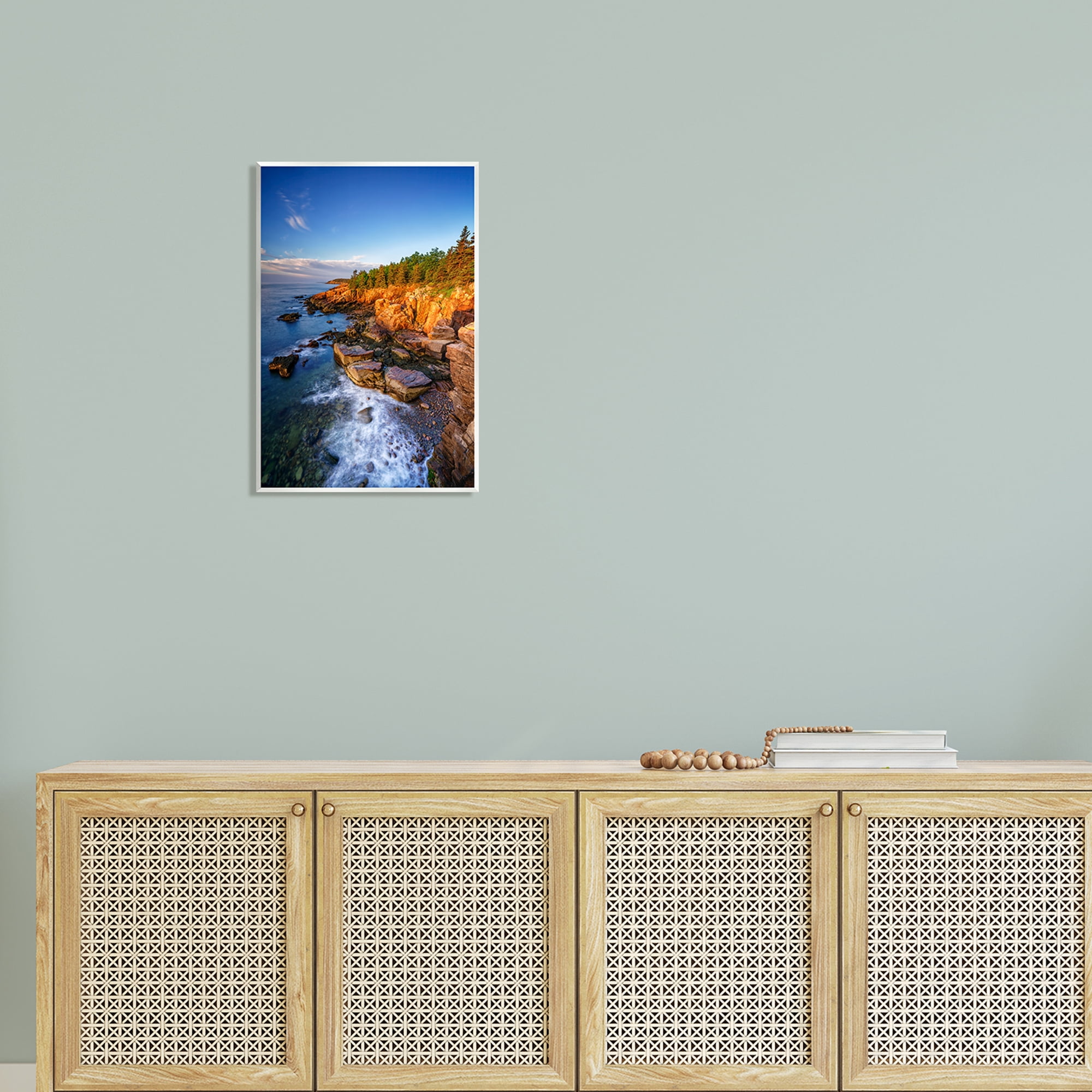 Stupell Rocky Cliffs Shore Beach Foam Landscape Photography Wall Plaque Unframed Art Print Wall Art