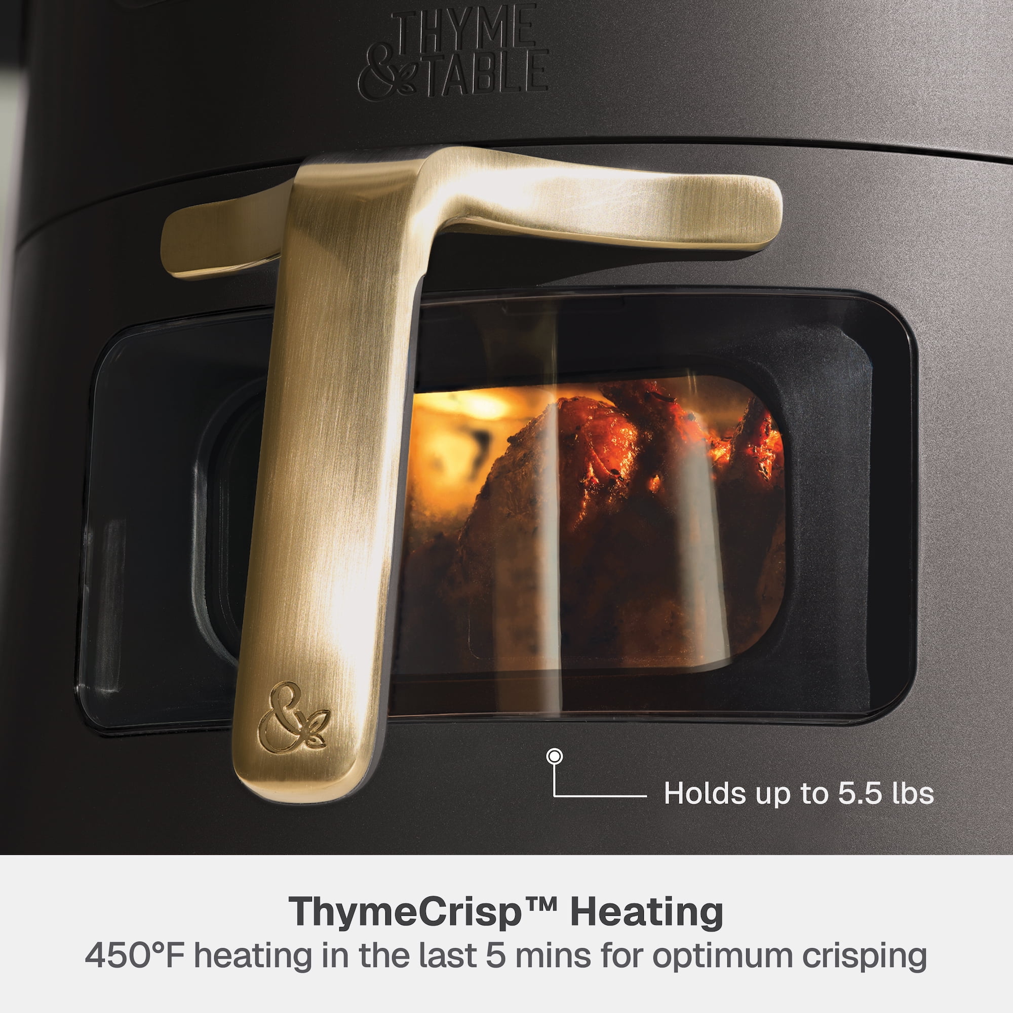 Thyme & Table 6QT Air Fryer, with ThymeCrisp™ and Ceramic-Coated Nonstick Basket, Slate Grey