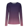 thumbnail image 5 of Loopsun Womens Fall Tops, Long Sleeve T Shirts for Women, Women's Fashion Casual Printing Round Neck Long Sleeve T-shirt Blouses Tops Purple, XXL, 5 of 5