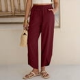thumbnail image 3 of Tumotour Cuffed Pants for Women Drawstring Sports Trousers Athletic Workout Running Joggers with Pocket Lace Up Button Pants, 3 of 6