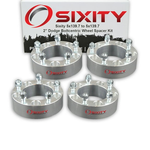 Sixity Auto 4 pc 2" 5x139.7 Wheel Spacers compatible with Dodge Ram 1500 2500 3500 1/2-20tpi 1.25in Studs Lugs