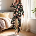 thumbnail image 3 of DISNIMO Santa Claus Tree Printed Women's Pajama Sets 2 Piece Pj Sets Long Sleeve Loungewear Button Down Pj Soft V Neck Loungewear with Long Pajama Pants Christmas Nightwear, 3 of 7