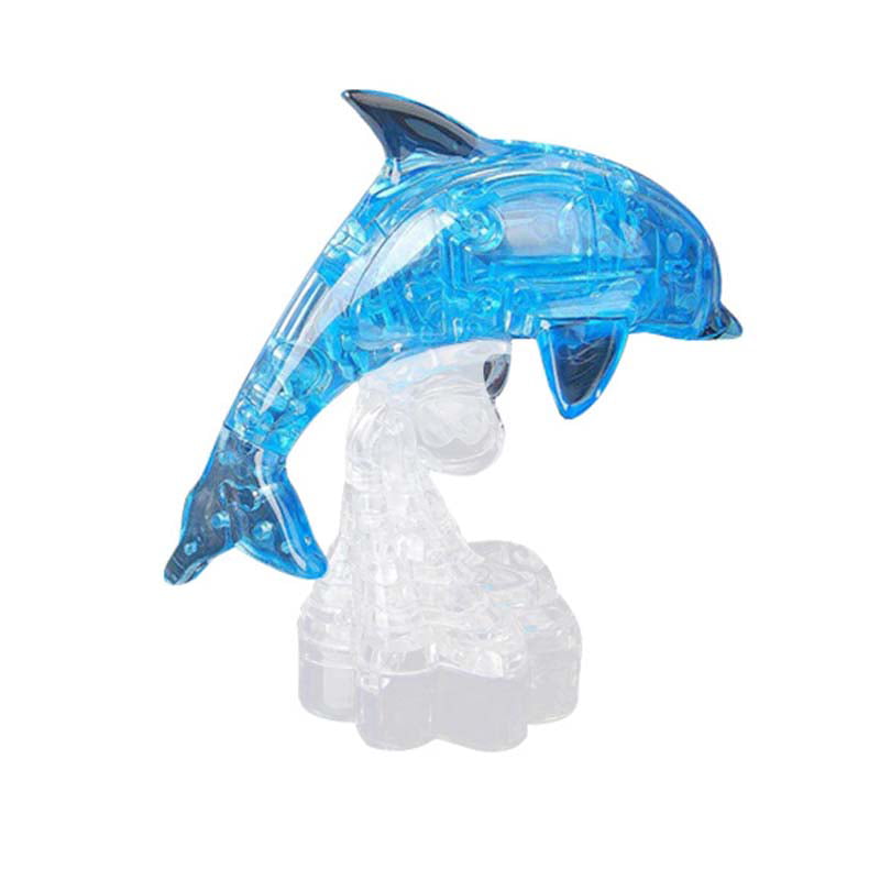 3D Crystal Dolphin Puzzle Heart Building Block Toy Learning Education Toy VQ 
