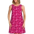 thumbnail image 1 of Naloa Robe d'Été Décontractée Sans Manches pour Femmes, Col Rond, Imprimé Sensibilisation au Cancer du Sein, 1 of 7