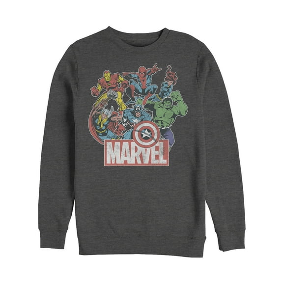 Men's Marvel Classic Hero Collage  Sweatshirt Charcoal Heather X Large