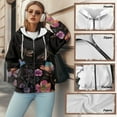 thumbnail image 7 of SCRAWLGOD Dragonfly Flowers Full Zip Up Comfy Hoodies for Women Elastic Clothes Relaxed Shoulder Athleisure Sweatshirt for Weekend Getaways, Holiday Gatherings, XXL, 7 of 7