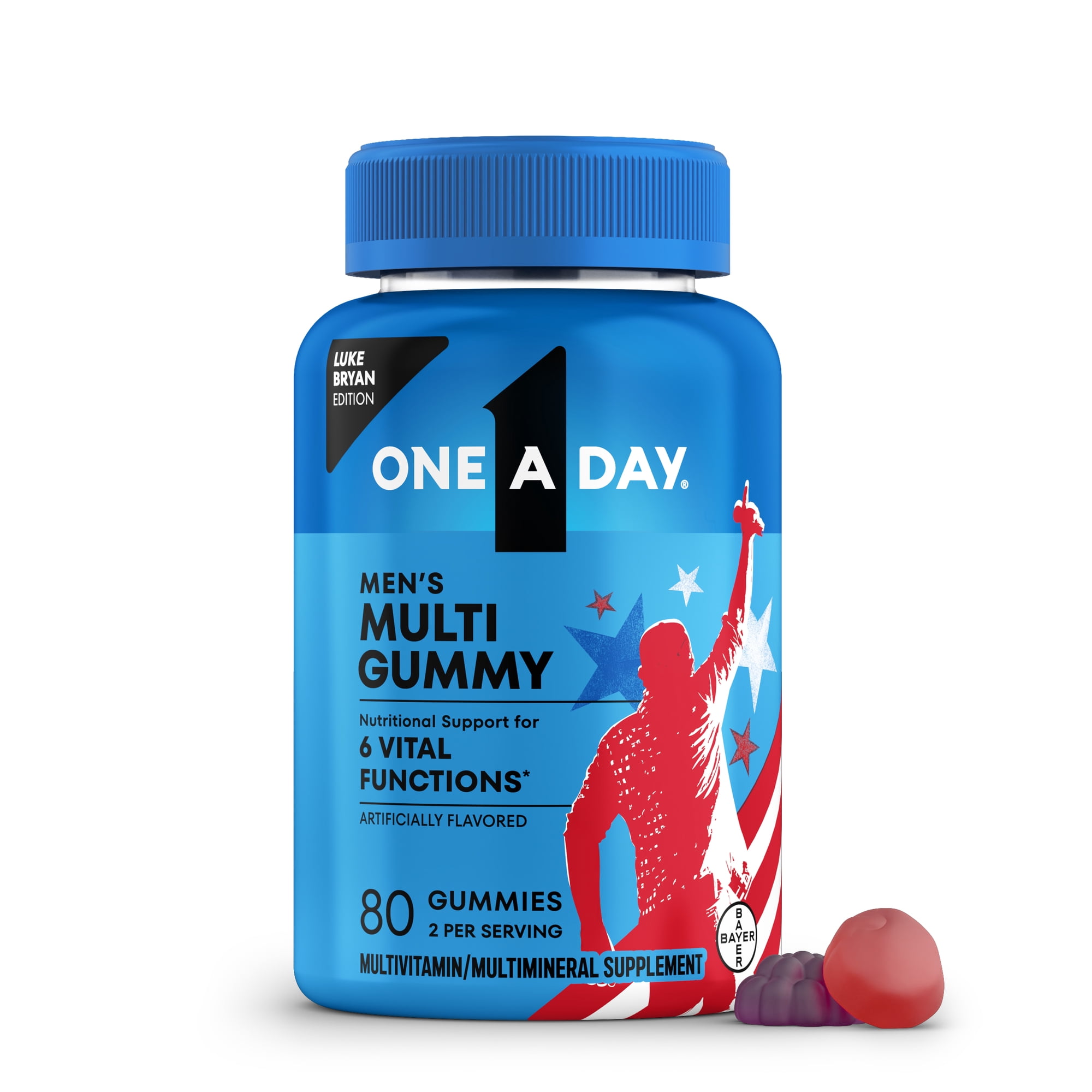 One A Day Mens Multivitamins Gummies with B Vitamins, Physical Energy Support 80 Count