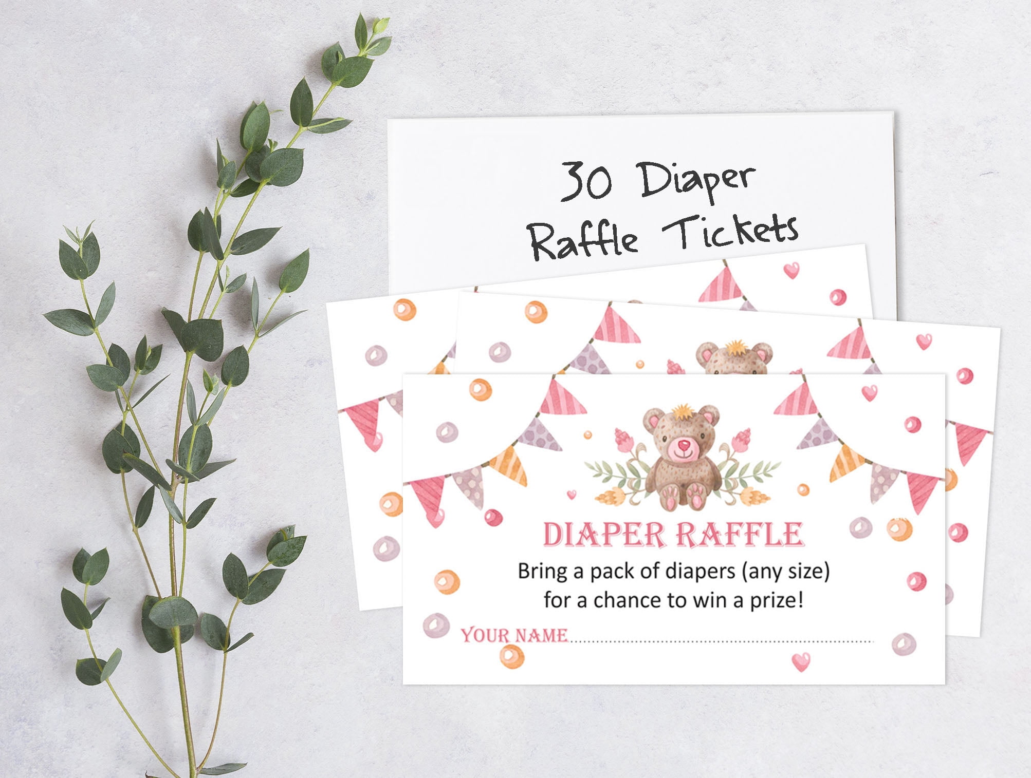 Inkdotpot 30Teddy Bear Baby ShowerDiaper Raffle Ticket Lottery Insert Cards Supplies Games For Baby Shower Party Bring A Pack Of Diapers To Win Favors Gifts And Prizes