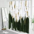 thumbnail image 4 of Olive Green Shower Curtains for Chic Modern Abstract Bathroom Decor, Graffiti Vintage Fabric Cloth Shower Curtain, Brush Strokes Oil Painting Style, 72 x 72, 4 of 6