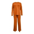 thumbnail image 6 of Scyoekwg Womens 2 Piece Outfit Tracksuits Fall Outfits Long Sleeve Sweatshirt Wide Leg Pants Fashion Matching Outfits Casual Outfits Sets (Orange,M), 6 of 6