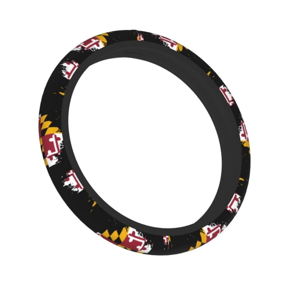 15 Inch Elastic Steering Wheel Cover Maryland Flag Heart Steering Wheel Cover Universal Neoprene Steering Wheel Covers Protector