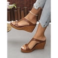 thumbnail image 4 of LIJCC Women Wedge Sandals with Arch Support Casual Hollow Out Retro Leather Ankle Strap Open Toe Dressy Casual Comfortable Summer Beach Platform Work Sandals, 4 of 8