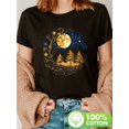 thumbnail image 1 of Mystic Sun And Moon Print T-Shirt, Short Sleeve Crew Neck Casual Top for Summer & Spring, Women'S Clothing, 1 of 6