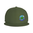 thumbnail image 3 of DouZhe Flat Brim Cap Snapback Hat, Cartoon Fishing Frog Prints Adjustable Green Adult Baseball Cap, 3 of 6