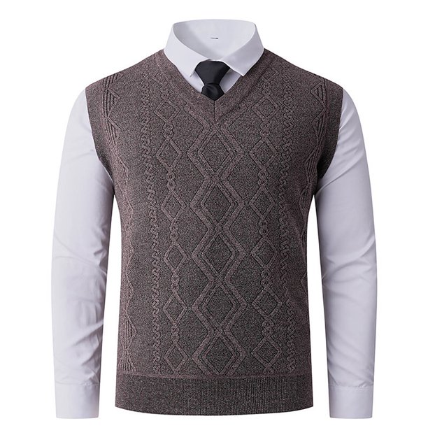 pstuiky Hombres Tanque, Camisola gruesa y cálida de punto de moda para hombre, sin mangas, con cuello en V Chaleco para hombre xxxl