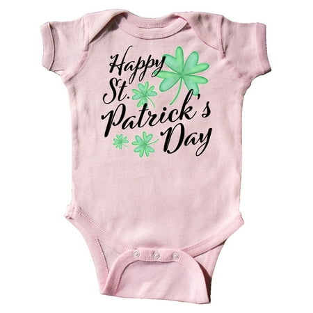 

Inktastic Happy St. Patrick s Day- four leaf clovers Gift Baby Boy or Baby Girl Bodysuit