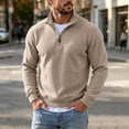 thumbnail image 2 of gbyLJF Mens Knit 1/4 Zip Pullover Solid Color Base Layer Sweater Long Sleeve Casual Tops Fall Winter Trendy Clothes, 2 of 6