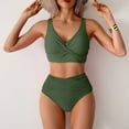 thumbnail image 7 of Linfrsh Women's High Waisted Bikini Sets Sexy Two Piece Swimsuits Color Block Cheeky High Cut Bathing Suits Womens Bikini Set Green,S, 7 of 7