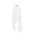 thumbnail image 3 of Ecqkame Girls' Casual Sleeveless Jumpsuits Kids Childrens Casual Jumpsuits Child Sleeveless Spaghetti Strap Summer Rompers Long Pants with Pockets for 5-14 Years White 13 Years, 3 of 7
