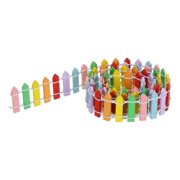 Uxcell 35 Inch Miniature Garden Fence, Mini Ornament Wood Picket Fence Decorative Dollhouse Home 0.12" Multicolor