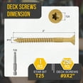 thumbnail image 2 of #9x2" Deck Screws - 250Pack - Good for Decks, Fences, Frames, Farms, Outdoor Furniture - Carbon Steel Wood Screws Decking Screws W/ T25 Torx Star Drive Bit - Tan, 2 of 6