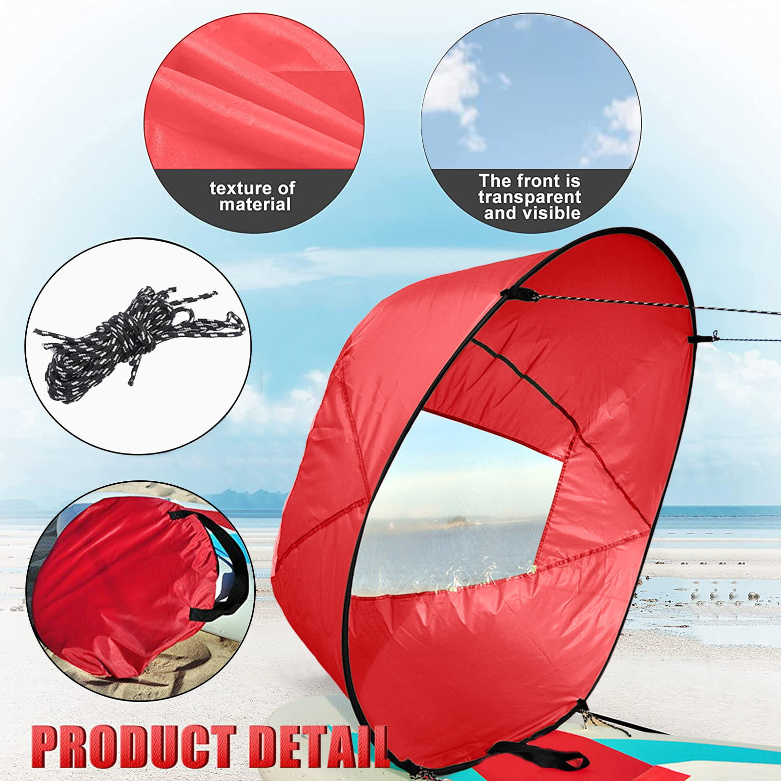 42'' Foldable Downwind Wind Paddle Popup Board For Canoe Kayak Sail Accessories 