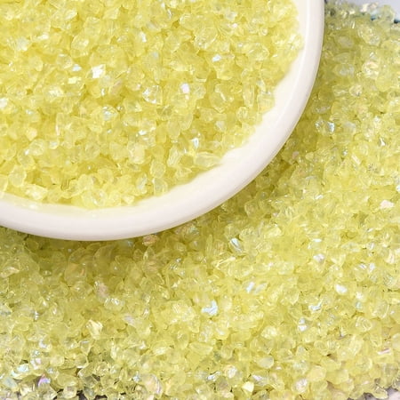 Transparent Electroplate Crushed Glass Craft AB Color Plated Irregular Glass Chips for Nail Arts DIY Vase Filler Champagne Yellow 1.5~2x1.5~2mm