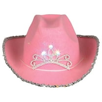 Rhode Island Novelty Pink Blinking Tiara Cowboy Party Hat, PU Leather