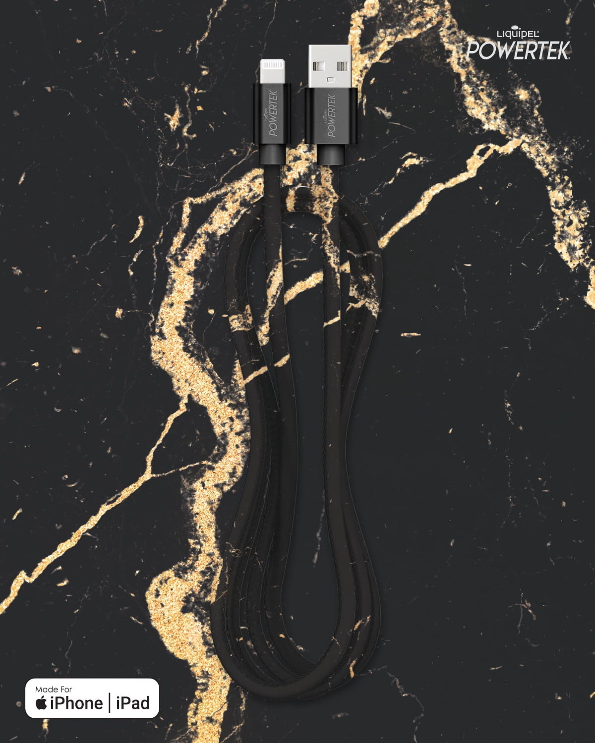 Liquipel Lightning Marble Cable - Black/Gold