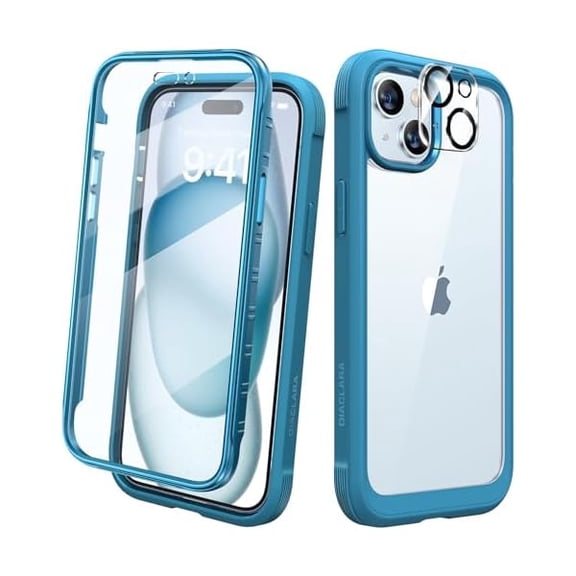 Eryueer Designed for iPhone 15 Case, Full Body Rugged Case with Built-in Touch Sensitive Anti-Scratch Screen Protector, with Camera Lens Protector for iPhone 15 6.1"