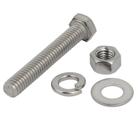 Unique Bargains 2set 304 Stainless Steel 38 16 Thread 2 14 Length Hex Bolt Kit W Washer Nut