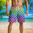 thumbnail image 2 of JIAHONG Mens Swim Trunks with Mesh Lining Fish Scale Printing,Quick Dry Swimsuit Board Shorts Beach Pants Swimwear Bathing Suits , Purple, 2 of 4