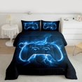 thumbnail image 2 of Homewish Cartoon Game Console Queen Comforter Set for Kids, Neon Blue Lightning Bedding Sets, Modern Video Gaming Lover Reversible Bedding Comforter Set, Luxury Bedroom Decor, 3 Pieces, 2 of 8
