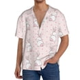 thumbnail image 3 of Xecao offers the Rabbit for Men's Casual Short-sleeved Shirt, a button-up collared shirt with a pocket, perfect for beach vacations and yacht travel in the XX-Large size., 3 of 7